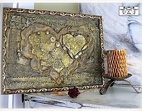 Obrazy - "Si v mojom srdci"- 3D maľba v zlatom ráme - 16289417_