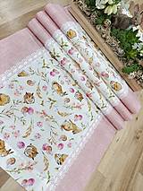 Úžitkový textil - Štola - kraslice a zajačikovia v kombinácii s ružovou - 16288655_