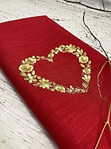 Úžitkový textil - Valentínska Červená Ľanová utierka ,,SRDCE" - 16288804_