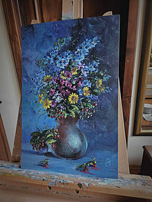 Obrazy - Obraz "Večerná kytica lúčnych kvetov"- rozmer 33x49,5cm. - 16291151_