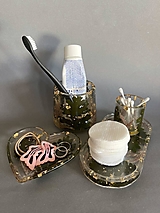 Priehľadná súprava so zlatom “Dubový list” - miska, pohárik, podnos a nádobka