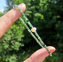 Náramky - Náramok*smaragd*brúsený*perla*tenký*Ag - 16291103_