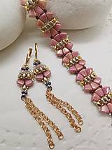 Sady šperkov - Ružový náramok a náušnice - 16291538_