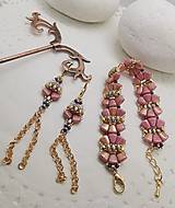 Sady šperkov - Ružový náramok a náušnice - 16291541_