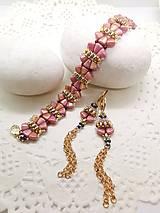 Sady šperkov - Ružový náramok a náušnice - 16291542_