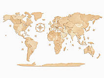 Dekorácie - 3D drevená puzzle mapa sveta - 16293797_