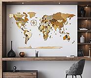 Dekorácie - 3D drevená puzzle mapa sveta (200x110cm - Žltá) - 16293892_