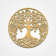 Dekorácie - Drevený strom života – Harmonia Vitae (48cm priemer - Zlatá) - 16294688_