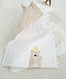 Detský textil - Teplá deka s mackom Premium Bear zlata korunka  65x90cm - 16295776_