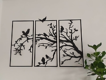 Dekorácie - 2D Drevený obraz Vtáčiky na strome - 16297827_