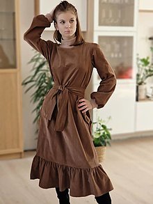 Šaty - LISBETH dámske menčestrové šaty s volánom - 16296602_