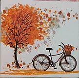 Papier - Servítka - oranžová, jeseň, lístie, bicykel - 16296904_