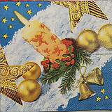 Papier - Servítka - vianočná, zlatá, sviečka - 16297541_