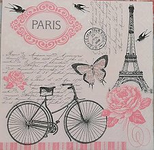Papier - Servítka- Paris, vintage, bicykel - 16297181_