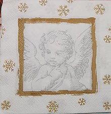 Papier - Servítka - vianočná, anjel, vločka, zlatá - 16297252_