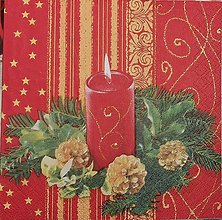 Papier - Servítka - vianočná, sviečka, zlatá - 16297539_
