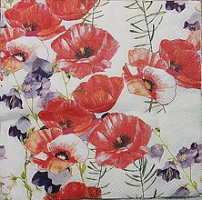 Papier - Servítka - maky, červená, kvety - 16297651_