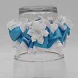 Spodná bielizeň - Bielo modrý svadobný podväzok - 16296107_
