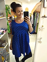 Šaty - Dámské volánové šaty puntík na modré-M/L - 16295542_