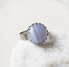 Prstene - Prsteň s modrým čipkovým achátom - 16297748_