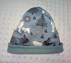 Detské čiapky - Homeleska - detská zateplená čiapka (veľkosť 3) (Medvedi sivá, vnútro sivé) - 16300835_
