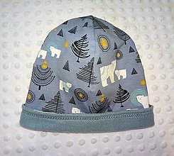 Detské čiapky - Homeleska - detská zateplená čiapka (veľkosť 4) (Medvede sivá, vnútro sivé) - 16300984_