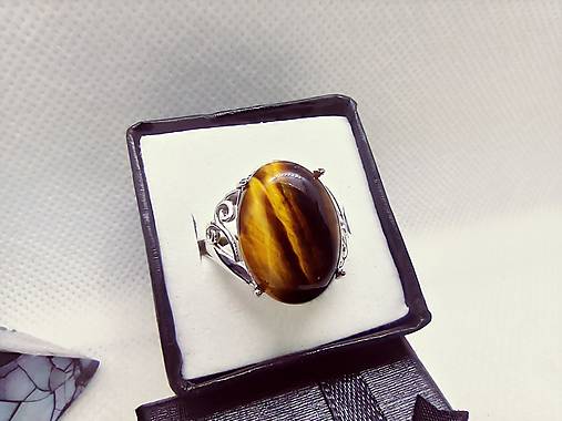 Prstene - Prsteň / Silver Ag 925, Tiger eye - 16299169_