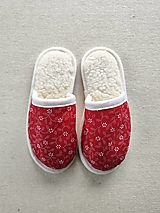 Ponožky, pančuchy, obuv - VLNIENKA barefoot papuče na doma 100% ovčia vlna MERINO Kvietky červene - 16299153_
