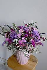 Dekorácie - Sušená kytica s fialovými ružami - 16298680_