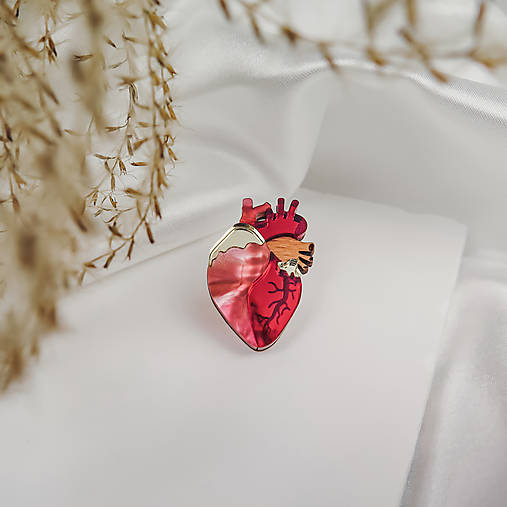  - Malý odznak Anatomické srdce (Červená) - 16300509_