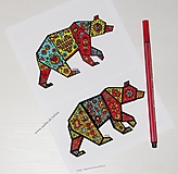 Kresby - Medveď - reprodukcia kresby - 16300696_