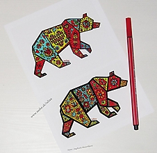 Kresby - Medveď - reprodukcia kresby - 16300696_