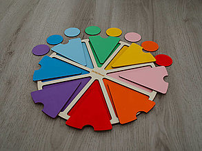 Hračky - Drevený farebný kruh na triedenie farieb - 16299357_