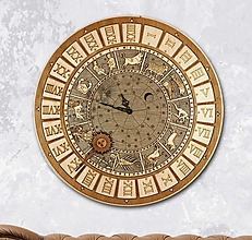 Dekorácie - Drevené nástenné hodiny – Horoskop (37cm priemer - Hnedá) - 16300352_