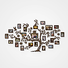 Dekorácie - Drevený strom rodiny – Arbor Hereditas (Hnedá, 25 rámikov) - 16300592_