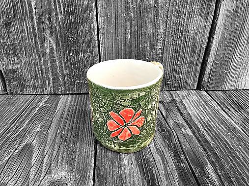 Nádoby - Hrnček Lúka béžovo-hnedá 300ml (Tmavo zelená) - 16304141_