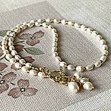 Náhrdelníky - Luxury Pearls Necklace Stainless Steel / Náhrdelník perly, rokajl, oceľ, E007 - 16302352_
