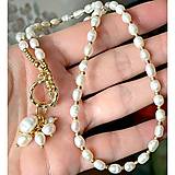 Náhrdelníky - Luxury Pearls Necklace Stainless Steel / Náhrdelník perly, rokajl, oceľ, E007 - 16302354_