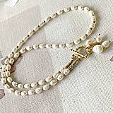 Náhrdelníky - Luxury Pearls Necklace Stainless Steel / Náhrdelník perly, rokajl, oceľ, E007 - 16302360_