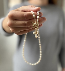 Náhrdelníky - Luxury Pearls Necklace Stainless Steel / Náhrdelník perly, rokajl, oceľ, E007 - 16302358_