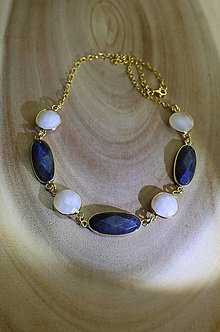 Náhrdelníky - labradorit a mesačný kameň náhrdelník luxusný - 16302421_