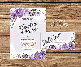 Papiernictvo - Svadobné oznámenie s fialovými kvetmi pozvánky zdarma - 16301876_