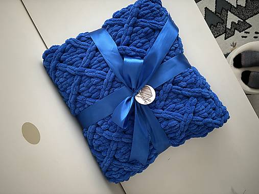 Detský textil - Ručne pletená deka puffy diamond (210x170cm) - 16303328_
