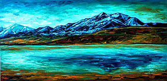 Obrazy - Modré hory (80x40) - 16301821_