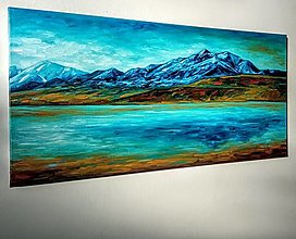 Obrazy - Modré hory (80x40) - 16301816_
