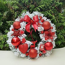 Dekorácie - vianočný veniec na dvere červený 35 cm - 16306395_