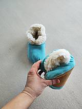 Ponožky, pančuchy, obuv - Vlnienka Barefoot Merino wool Slippers / Capačky 100% ovčia vlna Baranček Mint Green - 16305723_