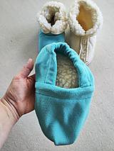 Ponožky, pančuchy, obuv - Vlnienka Barefoot Merino wool Slippers / Capačky 100% ovčia vlna Baranček Mint Green - 16305727_