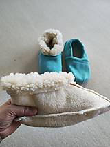 Ponožky, pančuchy, obuv - Vlnienka Barefoot Merino wool Slippers / Capačky 100% ovčia vlna Baranček Mint Green - 16305728_
