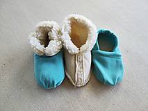 Ponožky, pančuchy, obuv - Vlnienka Barefoot Merino wool Slippers / Capačky 100% ovčia vlna Baranček Mint Green - 16305729_